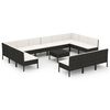 vidaXL 14-tlg. Garten-Lounge-Set mit Auflagen Poly Rattan Schwarz