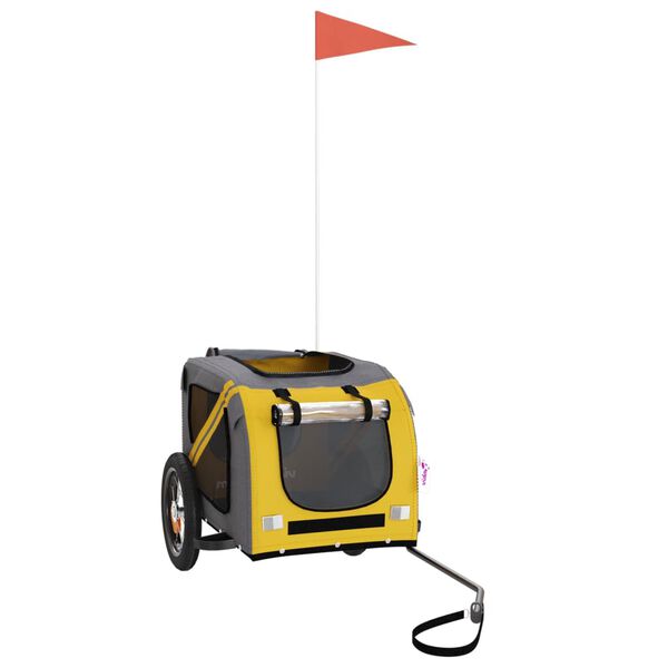 vidaXL Fahrradanhänger Hunde Gelb und Grau Oxford-Gewebe und Eisen