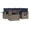 vidaXL 5-teiliges Gartensofa-Set mit Kissen, grau, Polyrattan