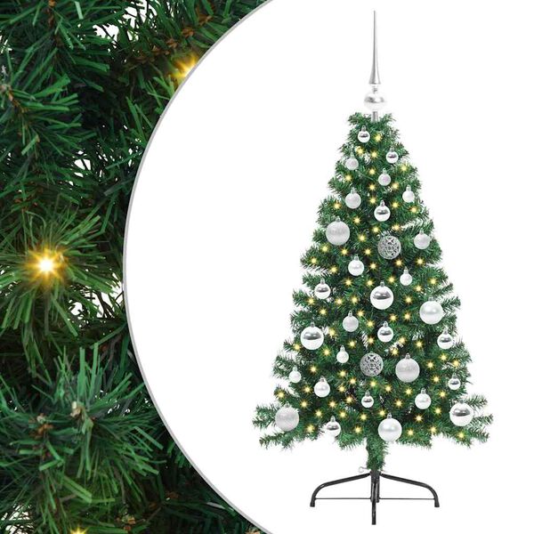 vidaXL Künstlicher vorbeleuchteter Weihnachtsbaum Grün 120 cm PVC