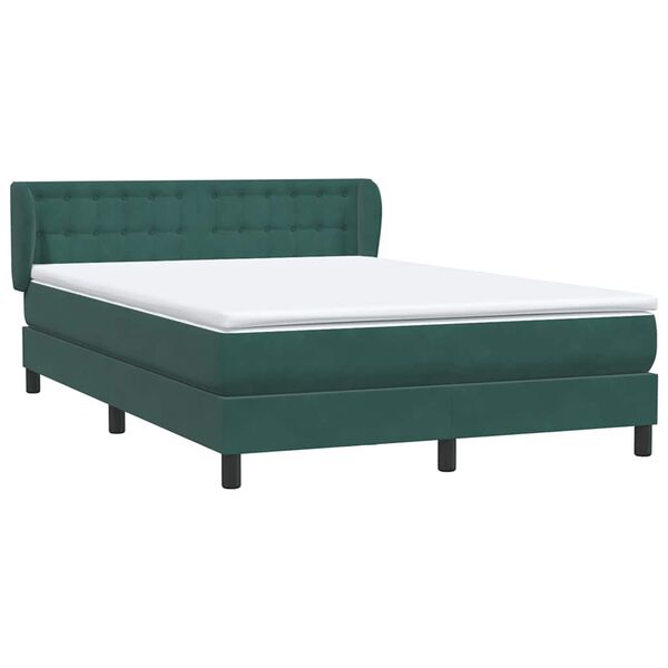 vidaXL Boxspringbett mit Matratze Dunkelgr&uuml;n 140x210 cm Samt
