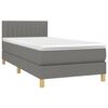 vidaXL Boxspringbett mit Matratze Dunkelgrau 90x190 cm Stoff