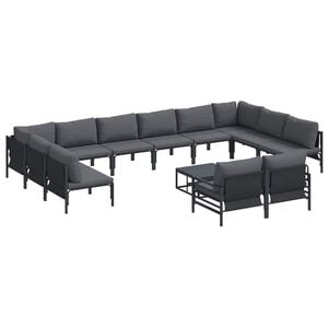 vidaXL Gartensofa-set 13 stk. Schwarz Stahl