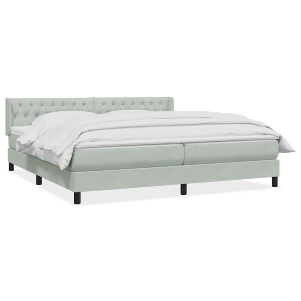 vidaXL Boxspringbett mit Matratze Hellgrau 200x220 cm Samt