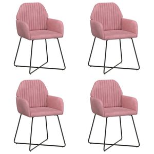 vidaXL Esszimmerst&uuml;hle 4 stk. Samt Rosa 55 x 50 x 84 cm