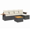 vidaXL 6-tlg. Garten-Sofagarnitur mit Kissen Schwarz Poly Rattan