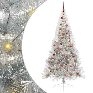vidaXL K&uuml;nstlicher vorbeleuchteter Weihnachtsbaum Silber 210 cm PET
