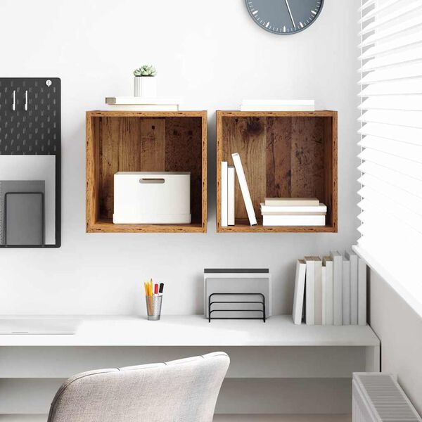 vidaXL Wandschrank 2 pcs Altholz 37 x 37 x 37 cm Holzwerkstoff