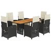 vidaXL 7-tlg. Garten-Essgruppe mit Kissen Schwarz Poly Rattan