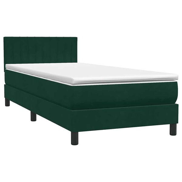 vidaXL Boxspringbett mit Matratze Dunkelgr&uuml;n 100x220 cm Samt