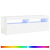 vidaXL TV-Schrank mit LED-Leuchten Hochglanz-Wei&szlig; 120x35x40 cm
