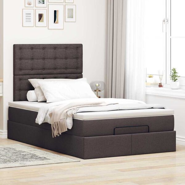 vidaXL Ottoman-Bett mit Matratze Dunkelbraun 120x200 cm Stoff