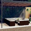 vidaXL 14-tlg. Garten-Lounge-Set mit Kissen Braun Poly Rattan