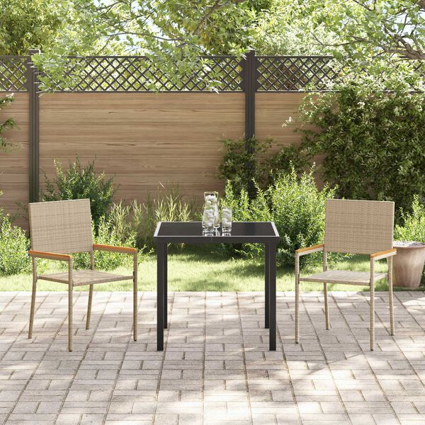 vidaXL Garten Stapelstühle 2 pcs Creme und Braun