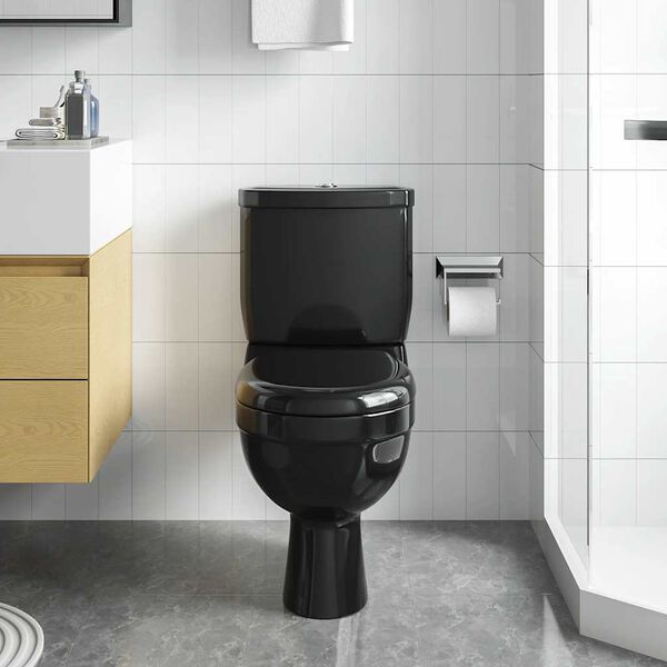 vidaXL Toilette mit Sp&uuml;lkasten Schwarz