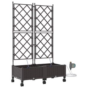 vidaXL Garten Blumenk&uuml;bel mit Bew&auml;sserung und R&auml;dern 2 Stk. Braun PP