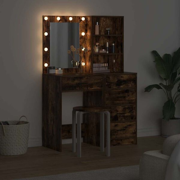 vidaXL Schminktisch 2 pcs Braun 50 x 41 x 135 cm Holzwerkstoff