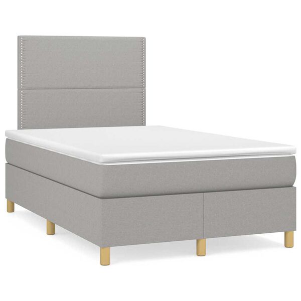 vidaXL Boxspringbett mit Matratze Hellgrau 120x190 cm Stoff