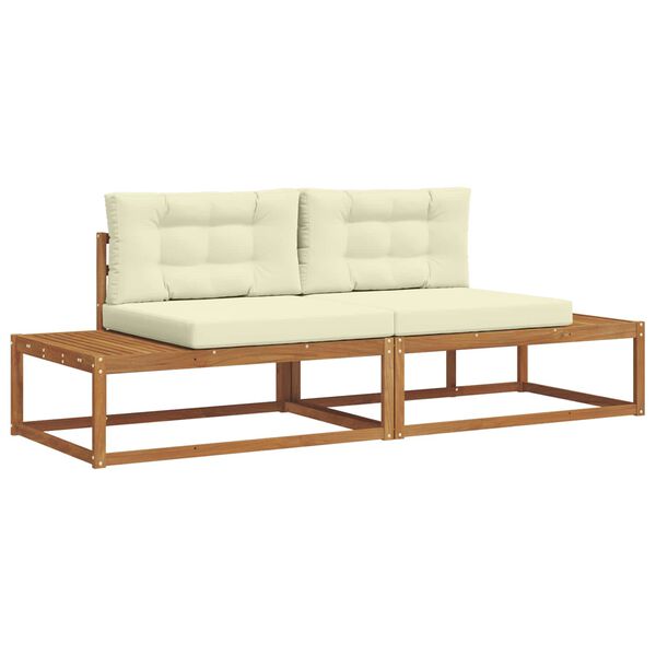 vidaXL Outdoor-Sofagarnitur mit Kissen 2 St&uuml;ck Natur und Creme