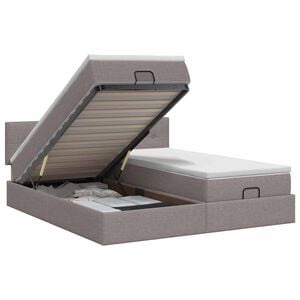 vidaXL Ottoman Bett mit Matratze mit Kopfteil 2 Stk. Taupe Stoff