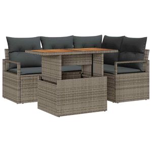 vidaXL Garten-Sofa-Set mit Speicher 5 pcs Grau Poly Rattan