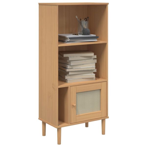vidaXL B&uuml;cherschrank SENJA Rattan-Look Braun 60x35x130 cm Kiefernholz