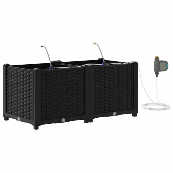 vidaXL Garten-Pflanzgef&auml;&szlig; 2 pcs Schwarz Stahl