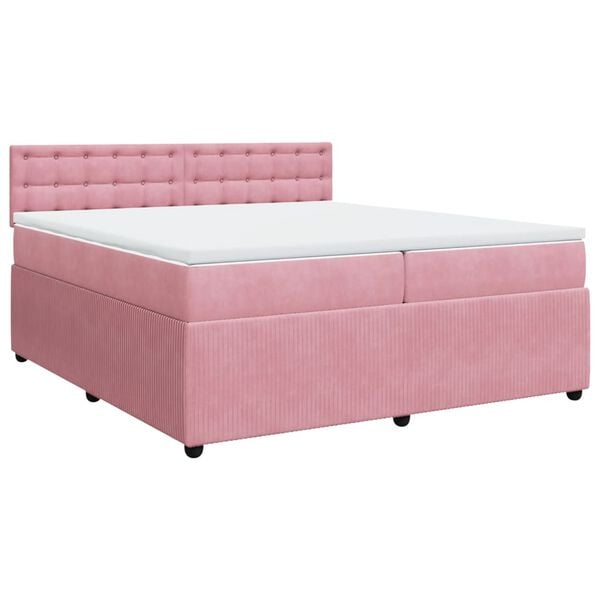 vidaXL Boxspringbett mit Matratze Rosa 200x200 cm Samt