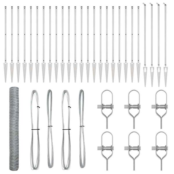 vidaXL Zaunpfosten Silber 50 x 1,2 m (50 mm Gitter) Stahl