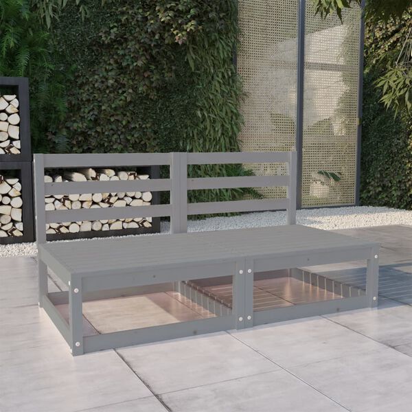 vidaXL Gartensofa 2-Sitzer Grau Massivholz Kiefer