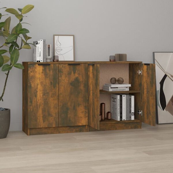 vidaXL Sideboards 2 Stk. Räuchereiche 60x30x70 cm Holzwerkstoff