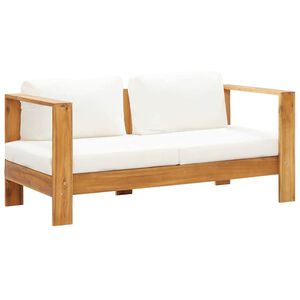 vidaXL Gartensofa mit Kissen 140 cm Akazien Massivholz Cremewei&szlig;