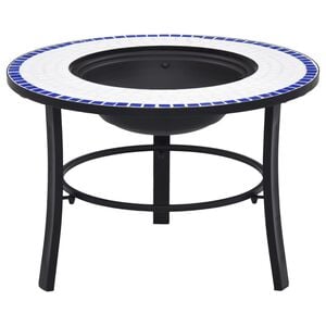 vidaXl Feuerstelle Mosaik Keramik Blau und Wei&szlig; 68 cm