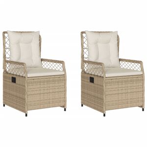vidaXL Gartensessel 2 Stk. Verstellbar Beige Poly Rattan
