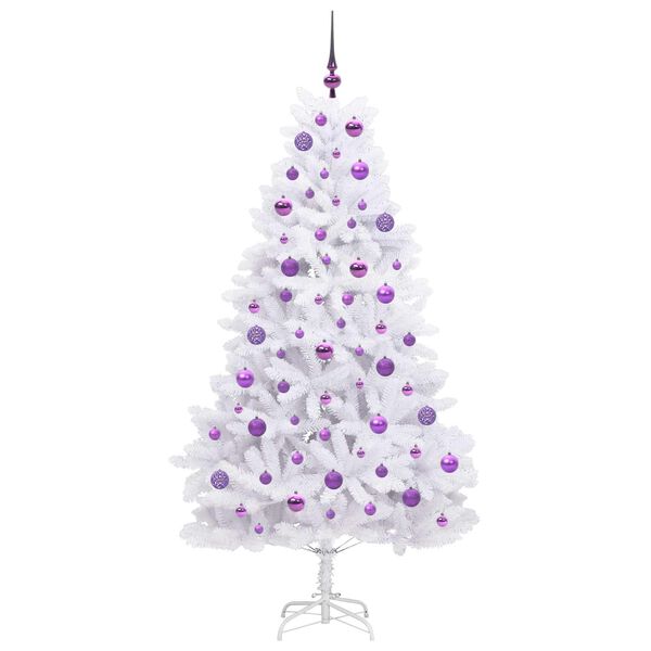 vidaXL K&uuml;nstlicher klappbarer Weihnachtsbaum Wei&szlig; 180 cm PVC und Stahl