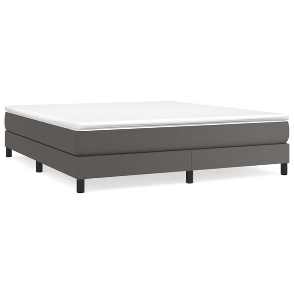 vidaXL Boxspringbett mit Matratze Grau 160x200 cm Kunstleder