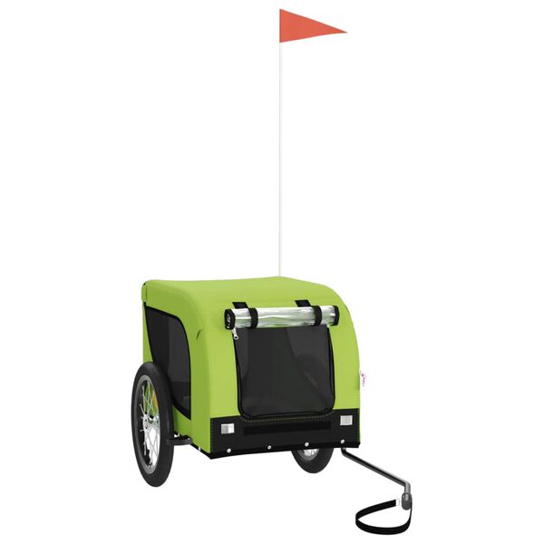 vidaXL Fahrradanh&auml;nger Hunde Gr&uuml;n und Schwarz Oxford-Gewebe & Eisen