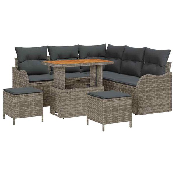 vidaXL Garten-Sofa-Set 8 pcs Grau Poly-Rattan
