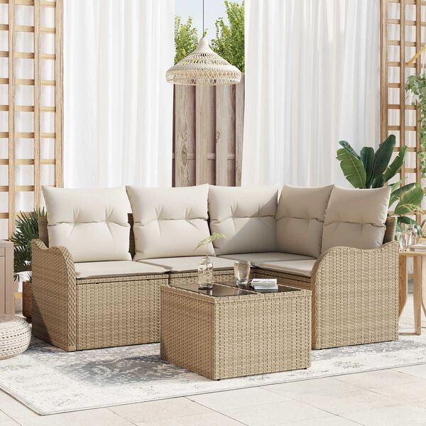 vidaXL Gartensofa-set mit Speicher 5 pcs Braun Poly-Rattan
