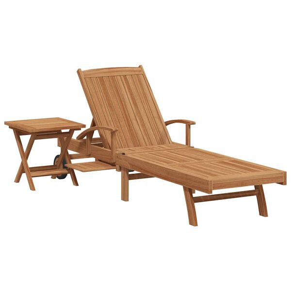 vidaXL Sonnenliege mit Kissen 1-Person 2 pcs Braun Massivholz Teak