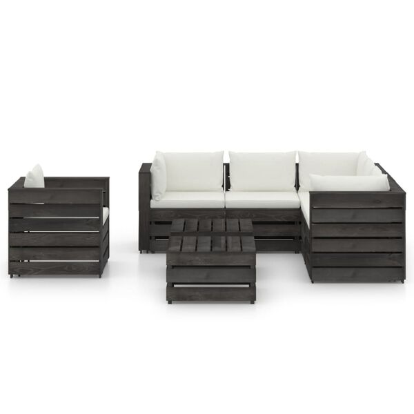 vidaXL 8-tlg. Garten-Lounge-Set mit Kissen Grau Impr&auml;gniertes Holz
