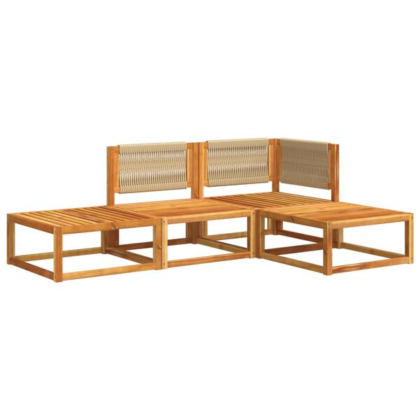 vidaXL 4-tlg. Gartensofa-Set mit Kissen Holz Akazie & Seil