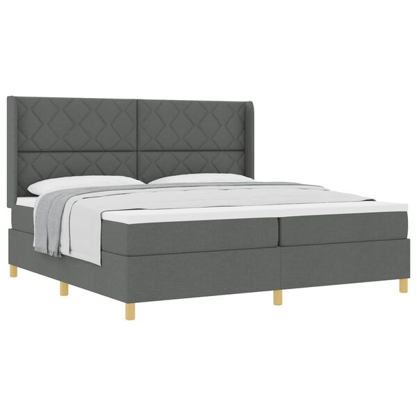 vidaXL Boxspringbett mit Matratze Dunkelgrau 200 x 200 cm Stoff