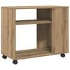 vidaXL Beistelltisch mit Rollen Artisan-Eiche 70x35x60cm Holzwerkstoff
