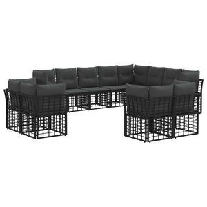 vidaXL Outdoor-Sofagarnitur Schwarz und Dunkelgrau Polyester
