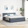 vidaXL Ottoman-Bett mit Matratzen & LEDs Dunkelgrau 200x200 cm Samt