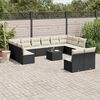 vidaXL 13-tlg. Garten-Sofagarnitur mit Kissen Schwarz Poly Rattan