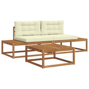 vidaXL Outdoor-Sofagarnitur mit Kissen Natur und Creme