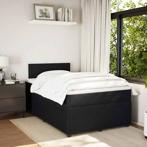 vidaXL Boxspringbett mit Matratze Schwarz 120x200 cm Samt