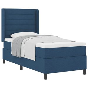 vidaXL Boxspringbett mit Kissen mit Kopfteil Blau 200 x 90 cm Stoff